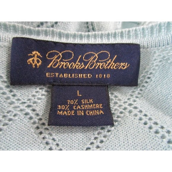 Brooks Brothers Silk Cashmere Blend Cardigan Ladies L Green Diamond Pattern EUC - Picture 2 of 14